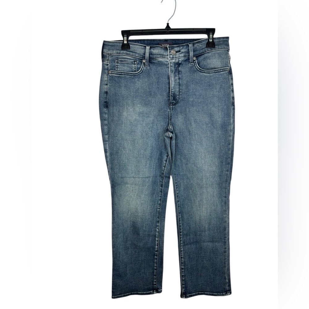 NYDJ Marilyn Straight Leg Blue Jeans with Stretch Size 10